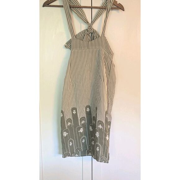 Paul & Joe Womens Silk Halter Neck A Line Mini Dress Green Striped Size EUR 36 - Picture 2 of 12